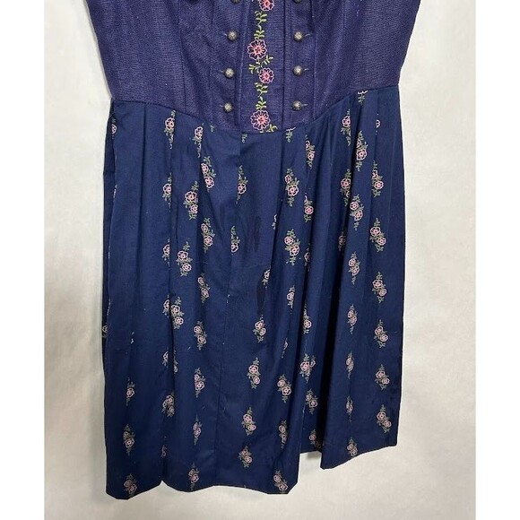 VTG Sportalm Austrian Kitzbühel Floral Button Bodice Pleated Skirt Dress 44 - Picture 6 of 11